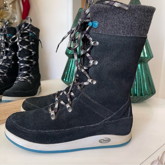 Chaco Black Umma Wool Suede Winter Boots Waterproof - Picture 2 of 12